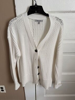 Cozy & Chic White Open-Knit Cardigan Sweater